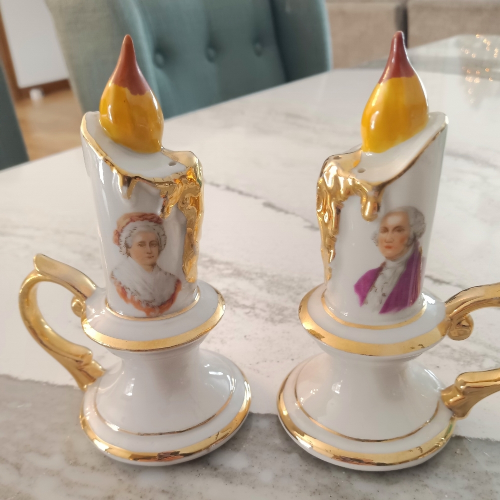 Vintage George and Martha Washington salt and pepper